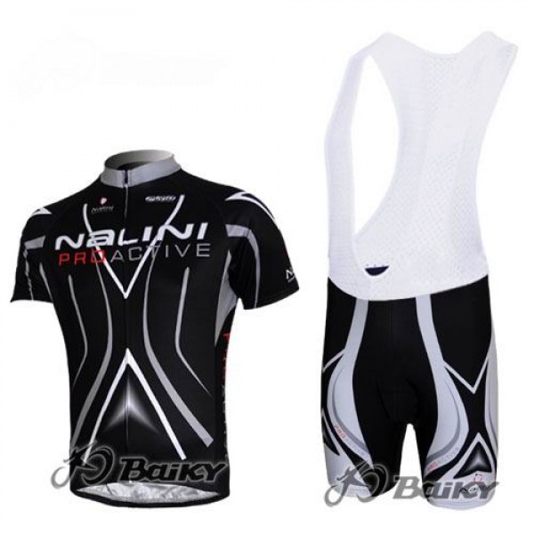 Nalini Pro Team Fahrradbekleidung Satz Fahrradtrikot Kurzarm Trikot und Kurz Trägerhose Schwarz