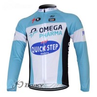 Omega Pharma Quick Step Pro Team Fahrradtrikot Langarm Blau Weiß
