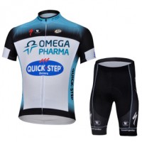 2013 Omega Pharma Quick Step Radtrikot Kurzarm und Kurz Radhose Kits Weiß Schwarz