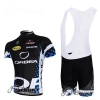 Orbea Pro Team Fahrradbekleidung Satz Fahrradtrikot Kurzarm Trikot und Kurz Trägerhose Blau