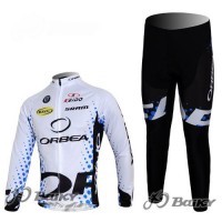 Orbea Pro Team Fahrradbekleidung Radtrikot Satz Langarm und Lange Fahrradhose Weiß