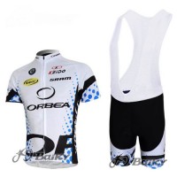 Orbea Pro Team Fahrradbekleidung Satz Fahrradtrikot Kurzarm Trikot und Kurz Trägerhose Weiß