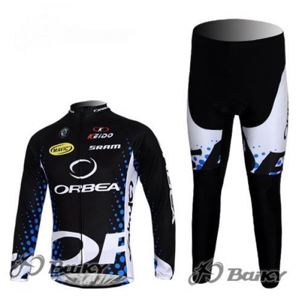 Orbea Pro Team Fahrradbekleidung Radtrikot Satz Langarm und Lange Fahrradhose Schwarz Blau