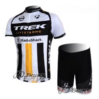 RadioShack Trek Nissan Livestrong Radbekleidung Radtrikot Kurzarm und Fahrradhosen Kurz Weiß Schwarz Gelb