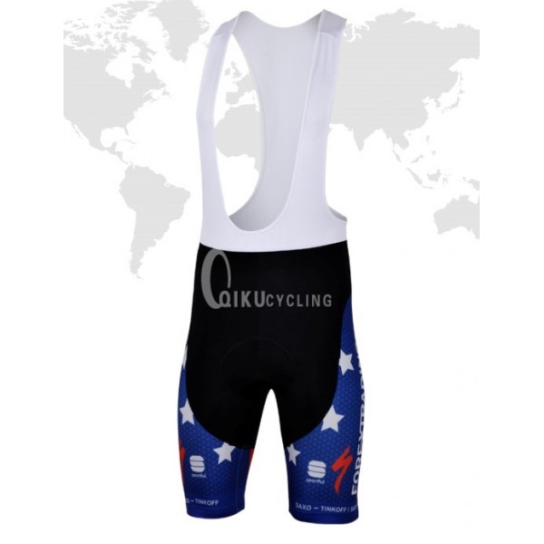 2013 Saxo Bank Tinkoff USA Champion Kurz Trägerhose Blau Weiß Rot