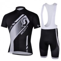 2013 Scott Racing Fahrradbekleidung Satz Fahrradtrikot Kurzarm Trikot und Kurz Trägerhose Schwarz