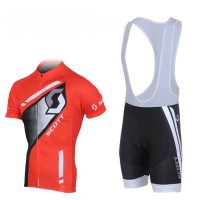 2013 Scott Racing Fahrradbekleidung Satz Fahrradtrikot Kurzarm Trikot und Kurz Trägerhose Rot Schwarz