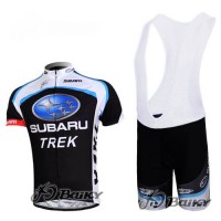 Subaru Trek Pro Team Fahrradbekleidung Satz Fahrradtrikot Kurzarm Trikot und Kurz Trägerhose Schwarz
