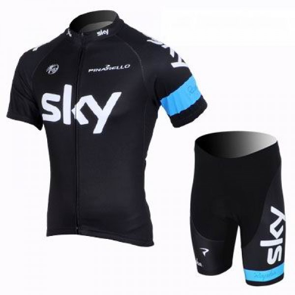2013 Team Sky Radtrikot Kurzarm und Kurz Radhose Kits Schwarz Blau