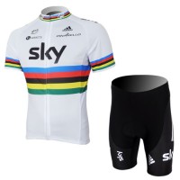 2013 Team Sky UCI Radtrikot Kurzarm und Kurz Radhose Kits Weiß Schwarz