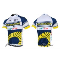 2012 Vacansoleil-DCM Radtrikot Kurzarm Weiß Blau Gelb