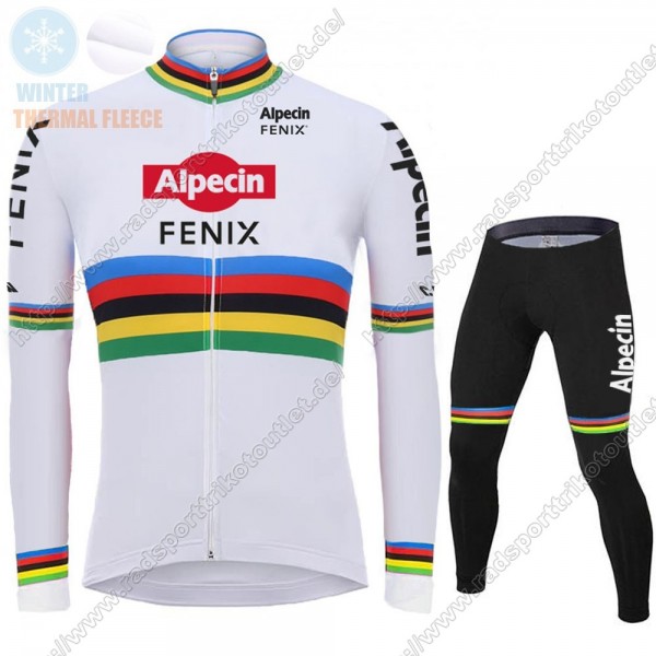 Profiteams Winter 2021 Alpecin Fenix World Champion Weiß Radsport Fahrradbekleidung Trikot Langarm+Lang Trägerho