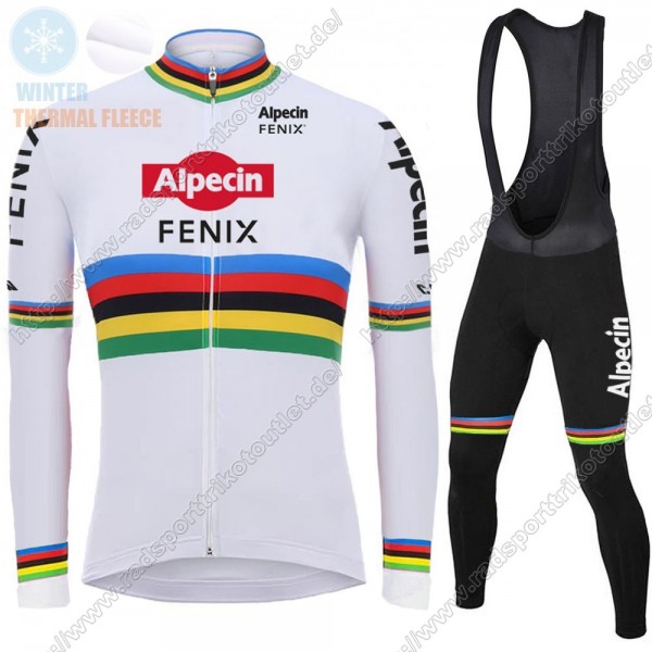 Profiteams Winter 2021 Alpecin Fenix World Champion Weiß Radsport Fahrradbekleidung Trikot Langarm+Lang Trägerho