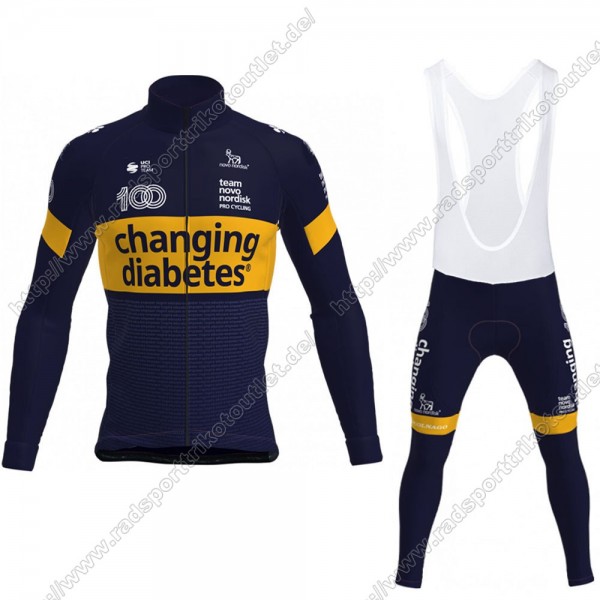 Profiteams Novo Nordisk 2021 Radsport Fahrradbekleidung Trikot Langarm+Lang Trägerho