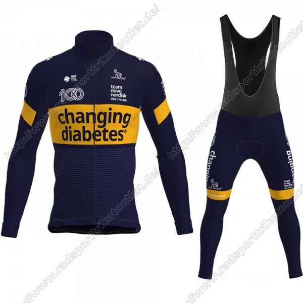Profiteams Novo Nordisk 2021 Radsport Fahrradbekleidung Trikot Langarm+Lang Trägerho