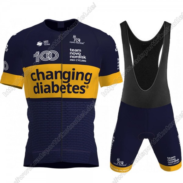 Profiteams Novo Nordisk 2021 Radbekleidung Satz Trikot Kurzarm+Trägerhosen Set Outl