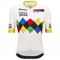 Radtrikot Herren Santini UCI Gravel Weltmeisterschaft trikot Flandern 2024-Weiss