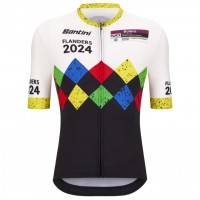 Radtrikot Herren Santini UCI Gravel Weltmeisterschaft trikot Flandern 2024-Schwarz