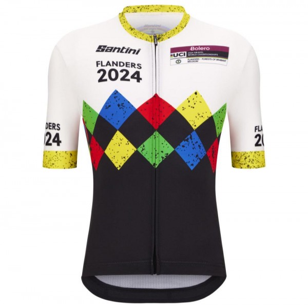 Radtrikot Herren Santini UCI Gravel Weltmeisterschaft trikot Flandern 2024-Schwarz