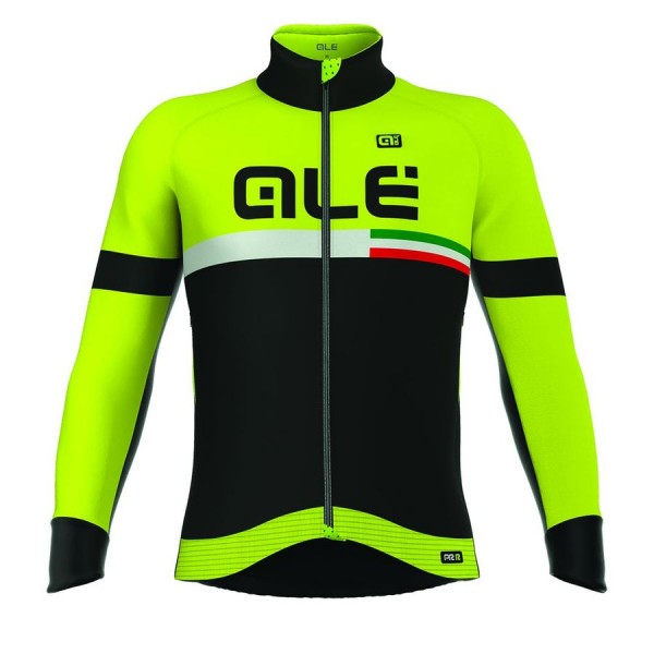 2016 ALE TIRRENO Radtrikot Langarm-Schwarz GELB FLUO