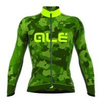 2016 ALE CAMO Radtrikot Langarm-Grün GELB FLUO