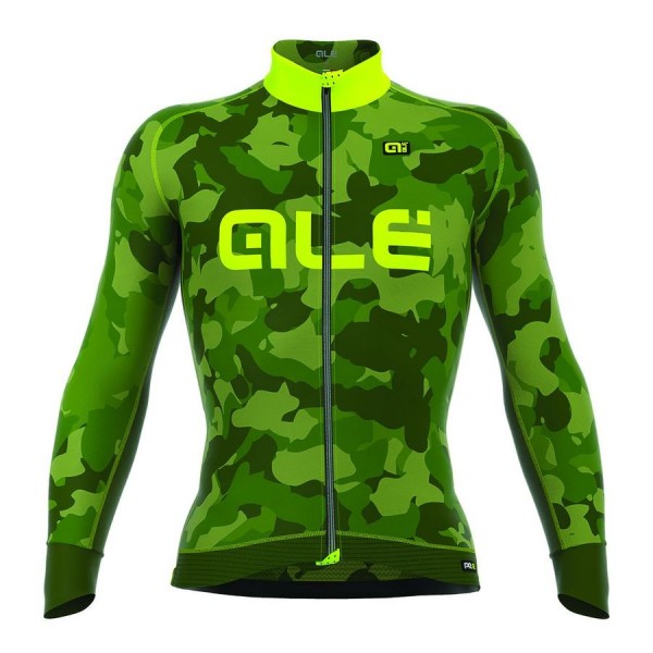 2016 ALE CAMO Radtrikot Langarm-Grün GELB FLUO