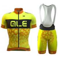 2016 Ale Graphics PRR New Bubbles gelbs Fluo Fahrradbekleidung Satz Fahrradtrikot Kurzarm Trikot und Kurz Trägerhose