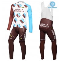 2016 Team Ag2r thermisch Fahrradbekleidung Satz Radtrikot Langarm+Lang Trägerhose