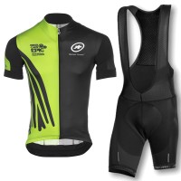 2016 Assos Grün Schwarz Fahrradbekleidung Radtrikot und Trägerhosen Set