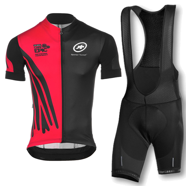 2016 Assos schwarz rot Fahrradbekleidung Radtrikot und Trägerhosen Set