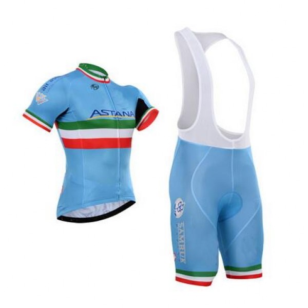 2016 Astana Fahrradbekleidung Satz Fahrradtrikot Kurzarm Trikot und Kurz Trägerhose