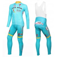 2016 Astana Pro Team Fahrradbekleidung Satz Radtrikot Langarm+Lang Trägerhose