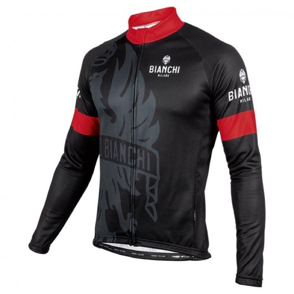 2016 Bianchi Milano Sorisole Schwarz-Rot Radtrikot Langarm