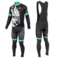 2016 Bianchi Milano Sorisole Schwarz-Grün Fahrradbekleidung Satz Radtrikot Langarm+Lang Trägerhose