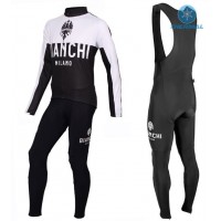 2016 Bianchi Milano Nalon Weiß-Schwarz thermisch Fahrradbekleidung Satz Radtrikot Langarm+Lang Trägerhose