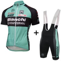 2016 Bianchi Countervail Fahrradbekleidung Satz Fahrradtrikot Kurzarm Trikot und Kurz Trägerhose