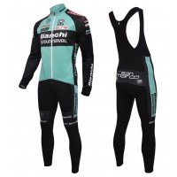 2016 Bianchi MTB Grün Fahrradbekleidung Satz Radtrikot Langarm+Lang Trägerhose