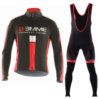 2016 Biemme schwarz rot Fahrradbekleidung Langarm Radtrikot und Trägerhosen Set