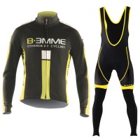 2016 Biemme schwarz YELLOW Fahrradbekleidung Langarm Radtrikot und Trägerhosen Set
