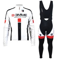 2016 Biemme Weiß rot Fahrradbekleidung Langarm Radtrikot und Trägerhosen Set