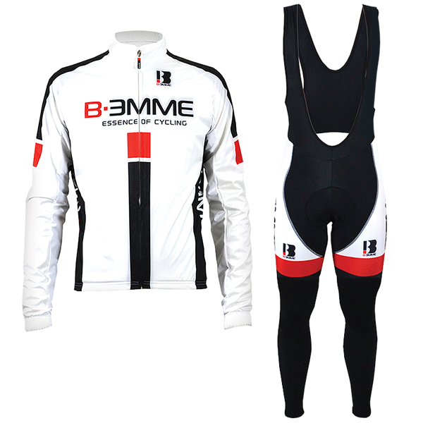 2016 Biemme Weiß rot Fahrradbekleidung Langarm Radtrikot und Trägerhosen Set