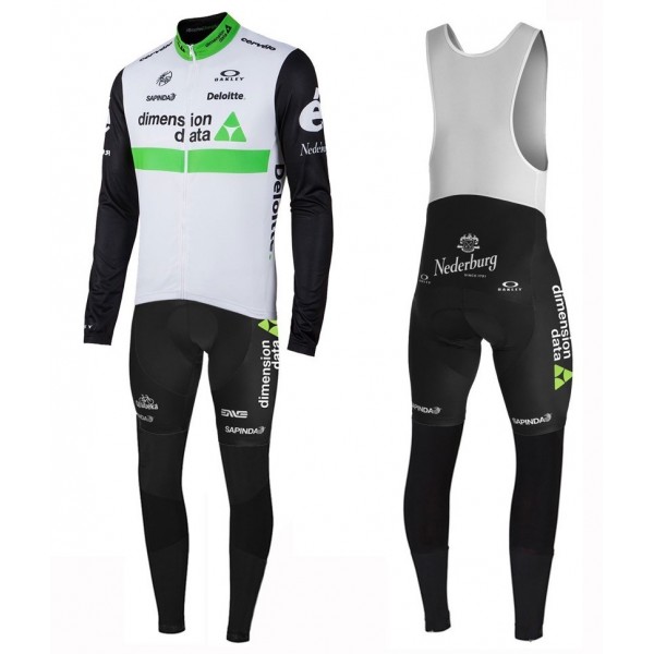 2016 Team Dimension Date Weiß Fahrradbekleidung Satz Radtrikot Langarm+Lang Trägerhose
