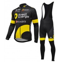 2016 Direct Energie Fahrradbekleidung Radtrikot Satz Langarm und Lange Trägerhose