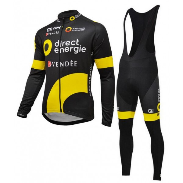 2016 Direct Energie Fahrradbekleidung Radtrikot Satz Langarm und Lange Trägerhose 2016 Direct Energie Fahrradbekleidung Radtrikot Satz Langarm und Lange Trägerhose