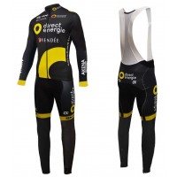 2016 Direct Energie Team Schwarz Fahrradbekleidung Satz Radtrikot Langarm+Lang Trägerhose