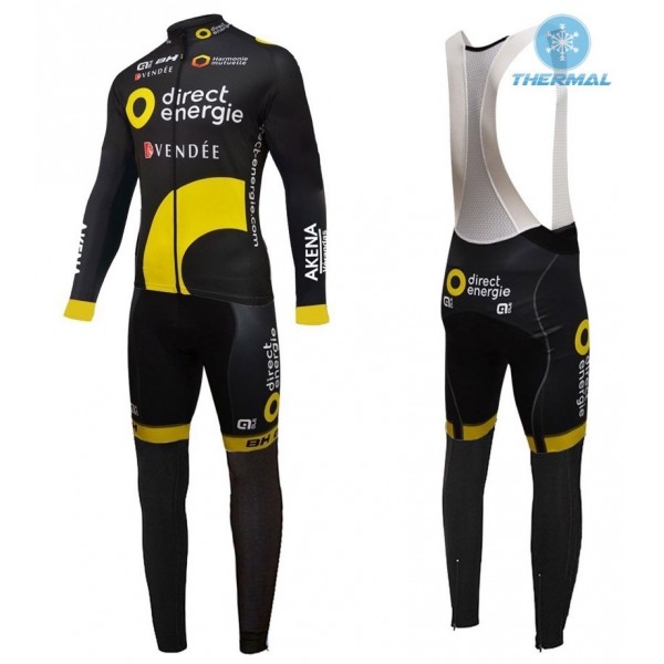 2016 Direct Energie Team Schwarz thermisch Fahrradbekleidung Satz Radtrikot Langarm+Lang Trägerhose 2016 Direct Energie Team Schwarz thermisch Fahrradbekleidung Satz Radtrikot Langarm+Lang Trägerhose