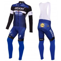 2016 Etixx-Quick Step Blau Fahrradbekleidung Satz Radtrikot Langarm+Lang Trägerhose