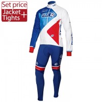 2016 Team FDJ Fahrradbekleidung Satz Radtrikot Langarm und Lange Radhose