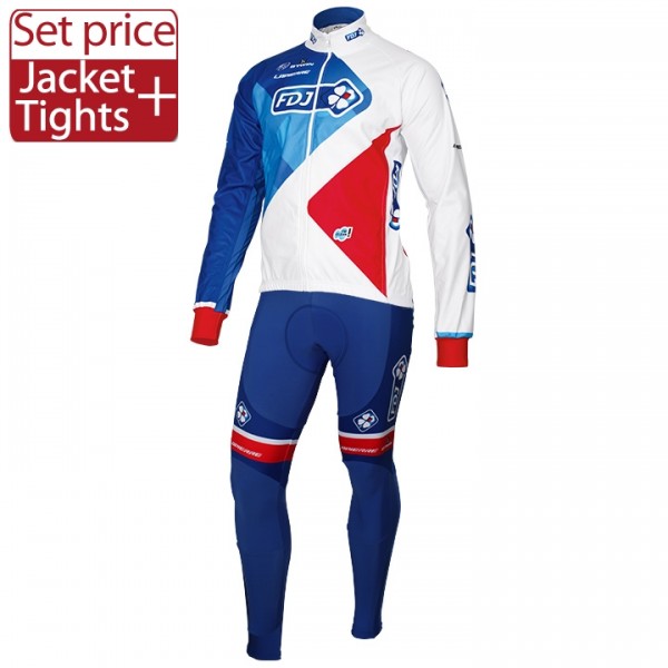 2016 Team FDJ Fahrradbekleidung Satz Radtrikot Langarm und Lange Radhose