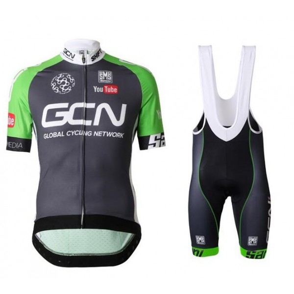 2016 GCN Grün Fahrradbekleidung Satz Fahrradtrikot Kurzarm Trikot und Kurz Trägerhose